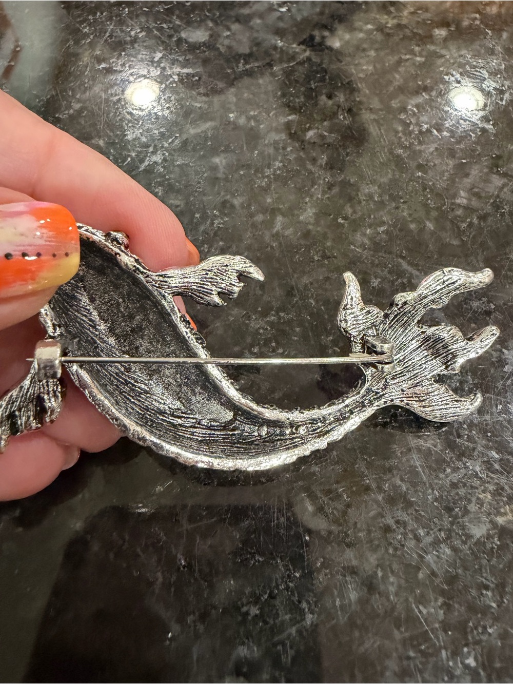 Koi Fish Crystal Pin Brooch in Blue and Teal - Picture 3 of 4